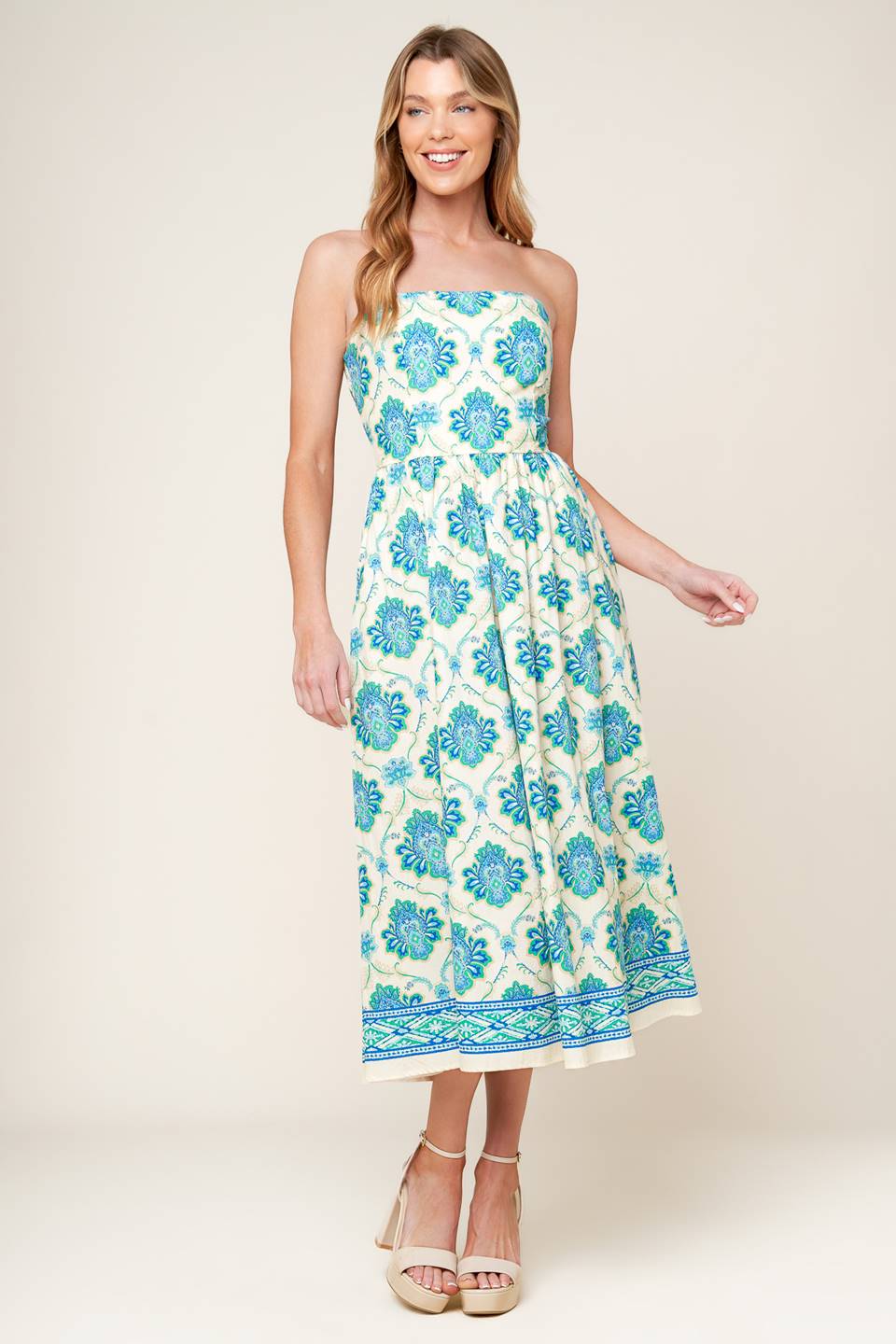 THRIVING POISE WOVEN MIDI DRESS Flying Tomato